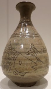Pear-shaped bottle from Korea, 15th century, punch'ong stoneware, Honolulu Museum of Art, 478.1