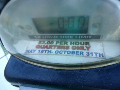 Parking meter in Wildwood New Jersey with special rates for summer season