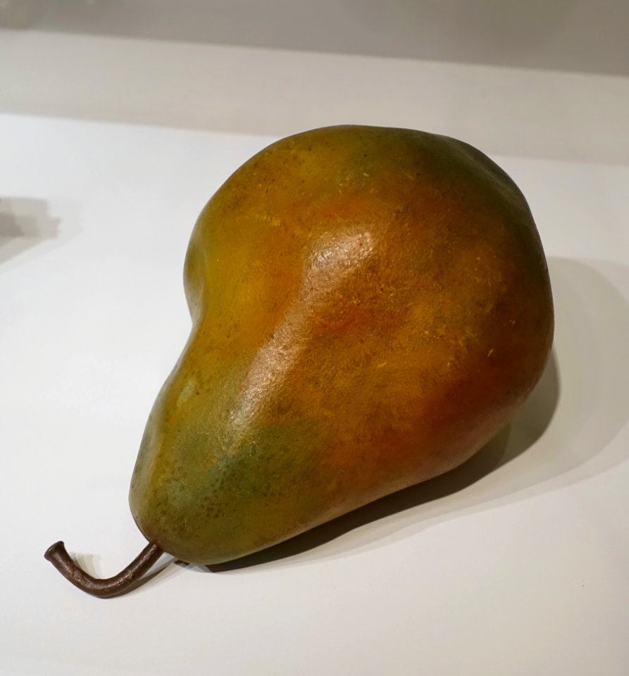 Pear, carved by Samuel McIntire, painted by Michele Felice Corne, 1807, painted pine, iron - Peabody Essex Museum - DSC06971