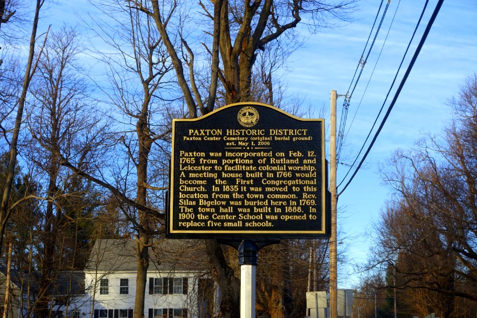 Paxton Center Cemetery marker - Paxton, Massachusetts - DSC08347