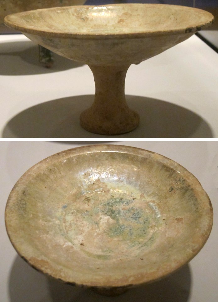 Pedestal dish, Han dynasty, earthenware with glaze, Honolulu Museum of Art