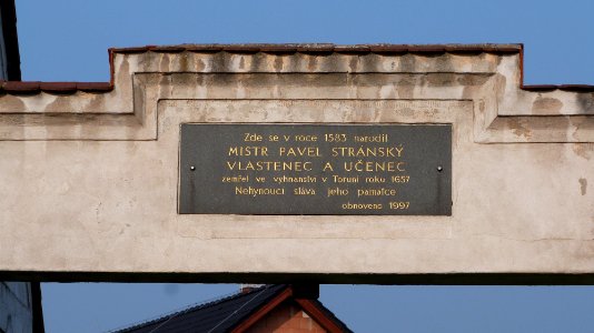 Pavel Stránský, pamětní deska, Zápy 01