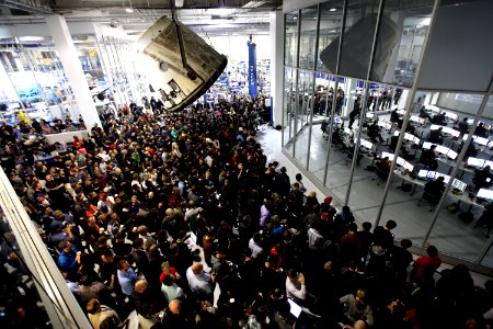 People outside of the SpaceX Mission Control
