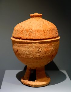 Pedestal cup with lid, Korea, early Three Kingdoms period, c. 300-668 AD, earthenware - Middlebury College Museum of Art - Middlebury, VT - DSC08193