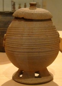 Pedestal jar from Korea, Three Kingdoms period-Silla, 6th-7th century, stoneware, Honolulu Academy of Arts photo