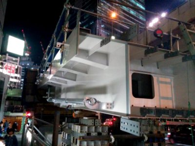 Pedestrian bridge construction in Shibuya, December 2018 14