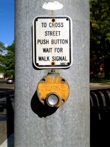 Pedestrian walk signal device NY photo
