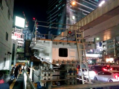Pedestrian bridge construction in Shibuya, December 2018