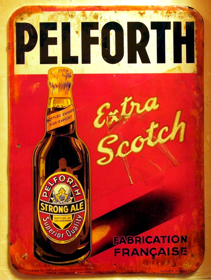 Pelforth strong ale enamel advertising sign