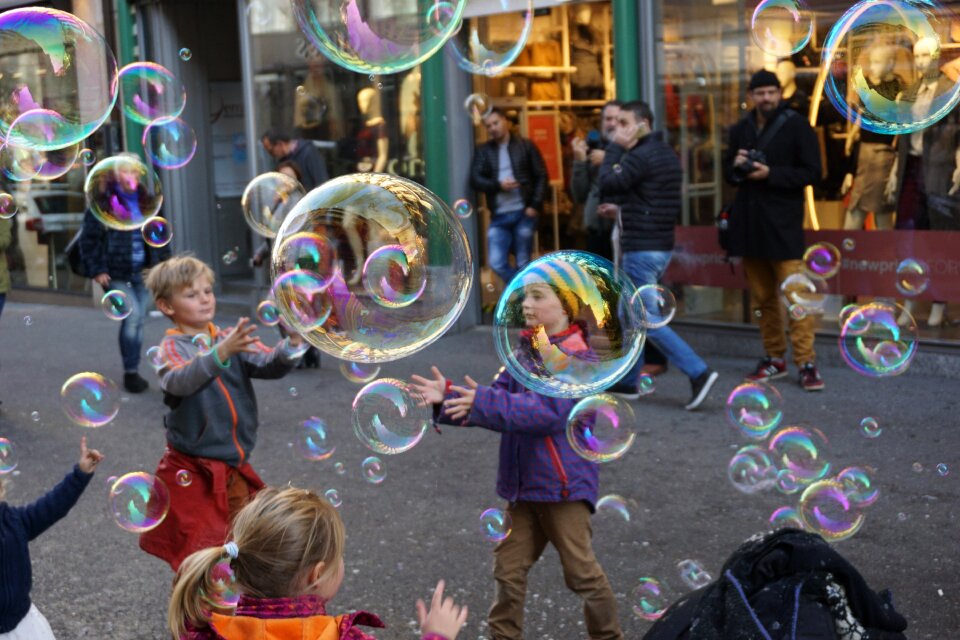 Children street scene play photo