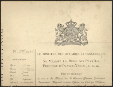Paspoort voor dr. H.C. Redeke voor een reis naar Zwitserland t.b.v. onderzoek na, Bestanddeelnr 158-1782