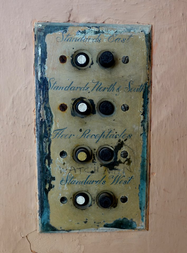 Passage to East Loggia, elevator buttons - Vizcaya Museum and Gardens - Miami, Florida - DSC08364