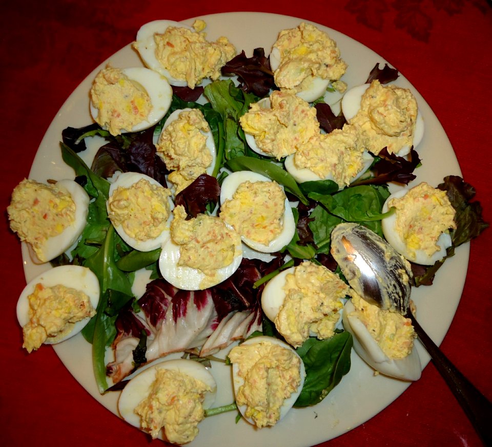 Party food dish 3 eggs