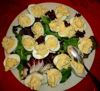 Party food dish 3 eggs photo