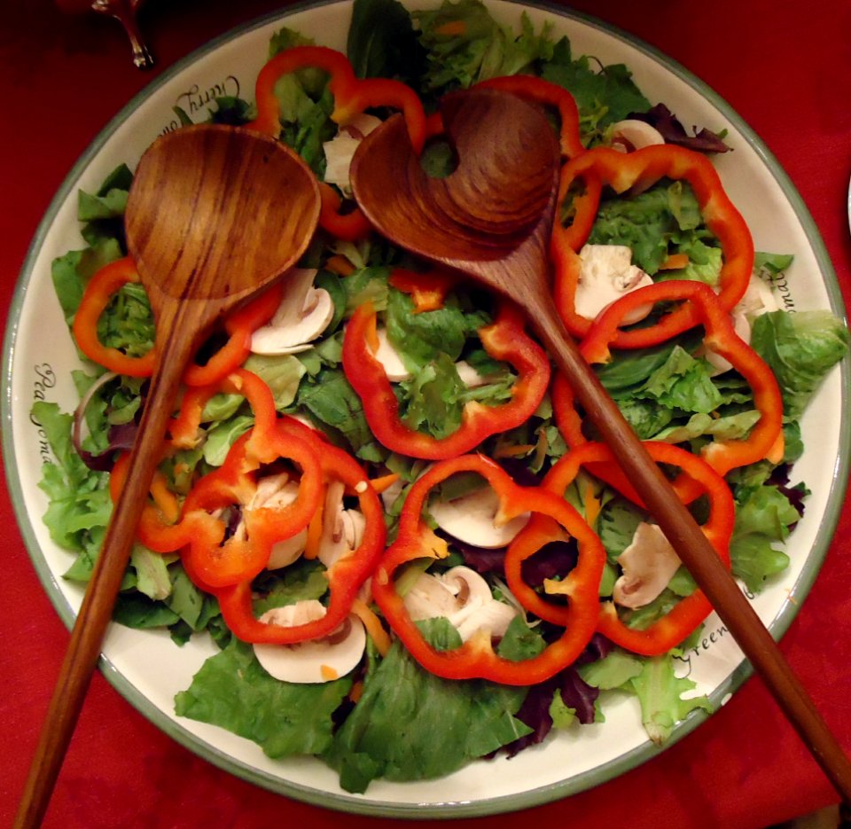 Party food dish 2 salad lettuce red peppers