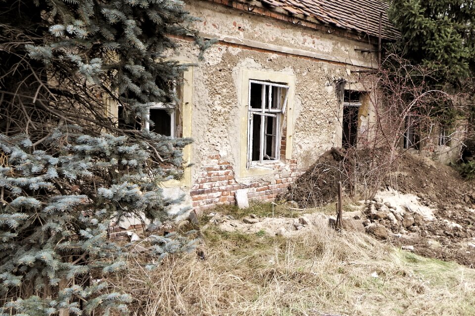 Ruin building facade
