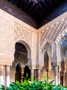 Patio de los Leones columns detail Alhambra Granada Spain photo