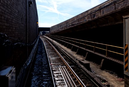 PATH Train track entering Newark Penn Station photo