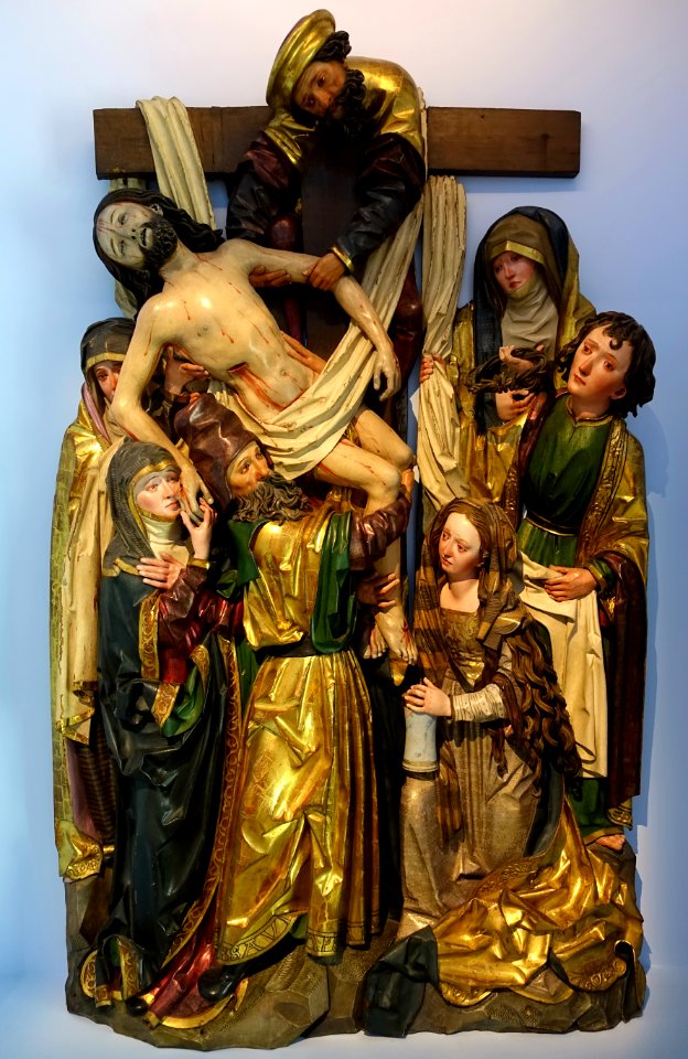 Passion relief by workshop of Niclaus Weckmann, Christ removed from the cross, Ulm, Kreis Ulm, original c. 1520, this version 1625 by Caspar Strauss - Landesmuseum Württemberg - Stuttgart, Germany - DSC03082