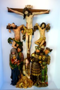 Passion relief by workshop of Niclaus Weckmann, Crucifixion, Ulm, Kreis Ulm, original c. 1520, this version 1625 by Caspar Strauss - Landesmuseum Württemberg - Stuttgart, Germany - DSC03077