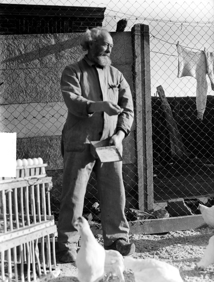 Passiespelen 1950 Petrus met kippen, Bestanddeelnr 903-7153