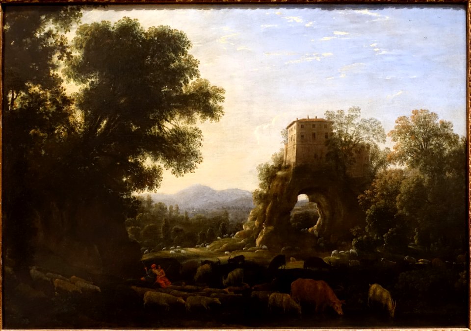 Pastoral Landscape by Claude Gellee, called Claude Lorrain, c. 1628-1630, oil on canvas - Blanton Museum of Art - Austin, Texas - DSC07871