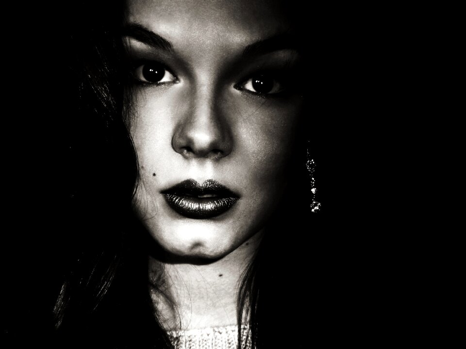 Woman long hair emotion