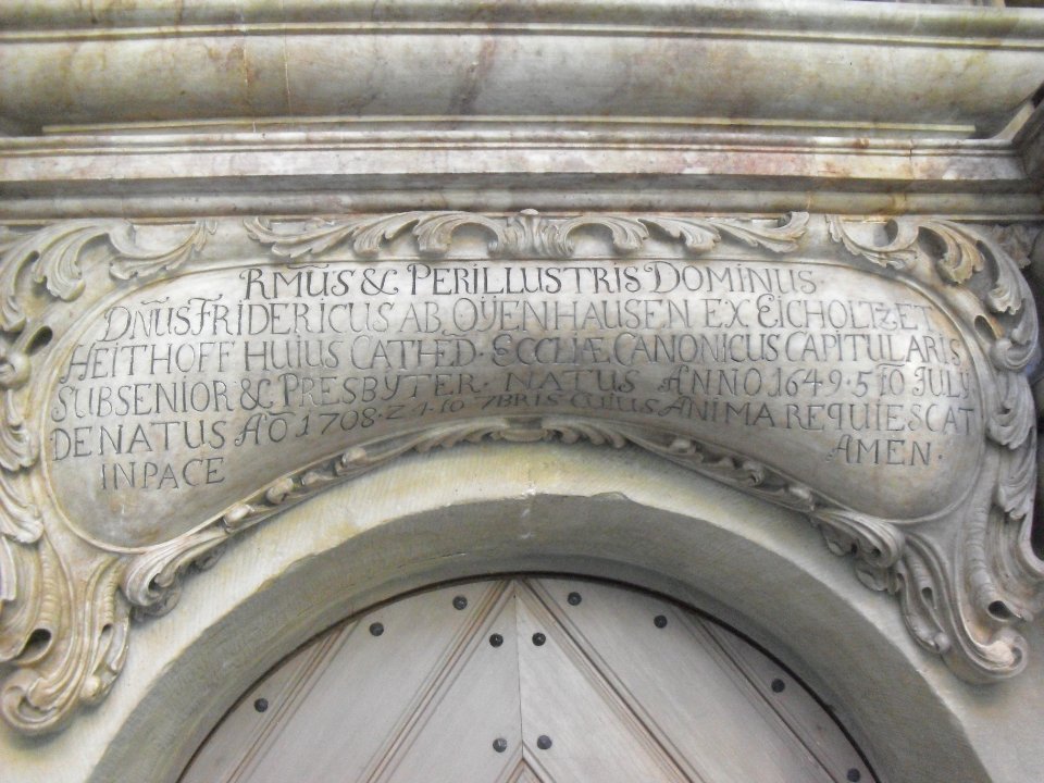 Paderborn - Dom - Epitaph Friedrich von Oeynhausen - Inschrift