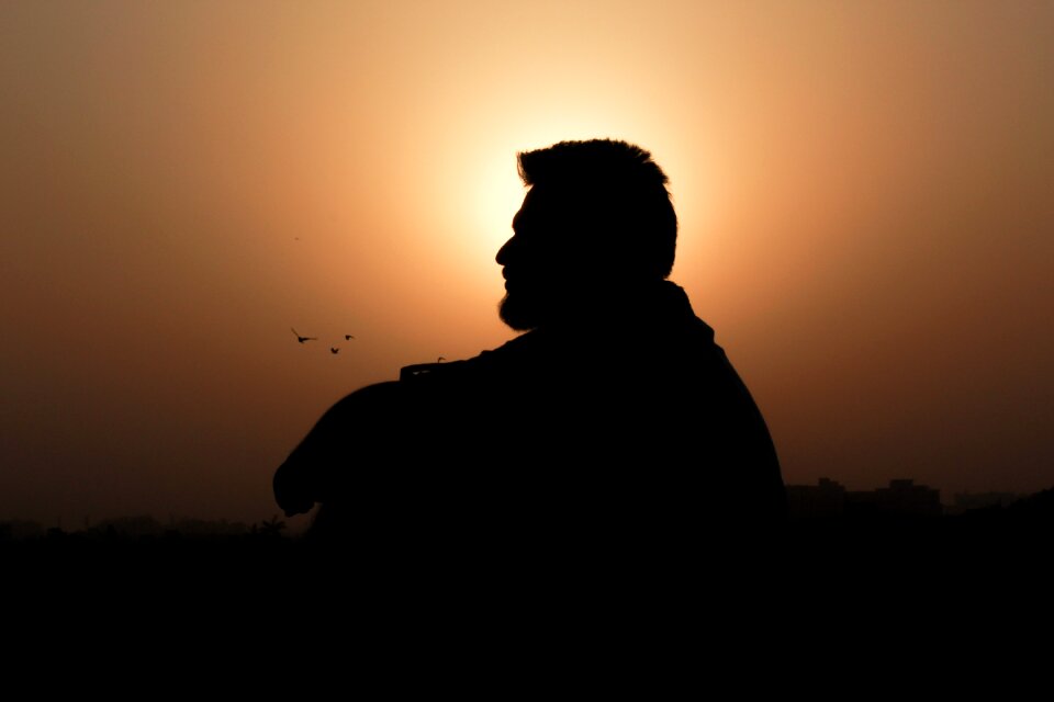 Man silhouette sky human