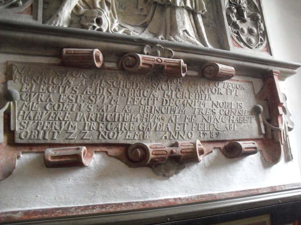 Paderborn - Dom - Epitaph Heinrich von Meschede - Inschrift