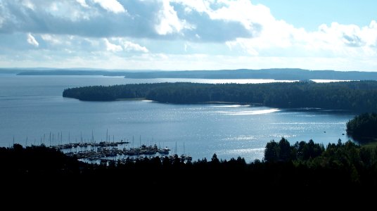 Padasjoki marina and Päijänne towards southeast from Kullasvuori towers