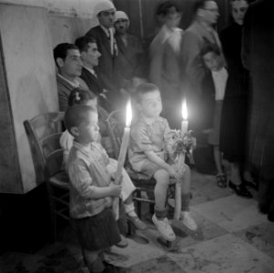 Paasmis in de basiliek van de Verkondiging in Nazareth met het gezicht op op de , Bestanddeelnr 255-1090