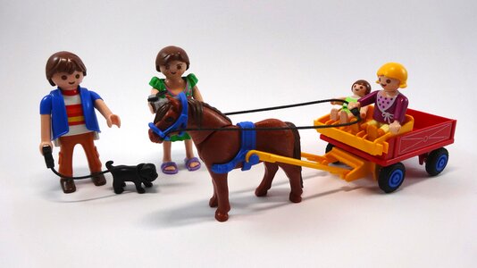 Dog horse drawn carriage figure