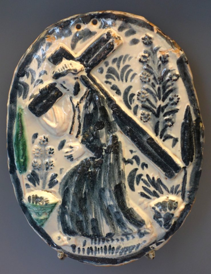 Oval plaque with scene from Passion of Christ, Teruel, Spain, late 18th century AD, ceramic - Museo Nacional de Artes Decorativas - Madrid, Spain - DSC08226