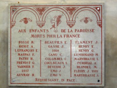 Ourville-en-Caux (Seine-Mar.) église, plaque monument aux morts 01