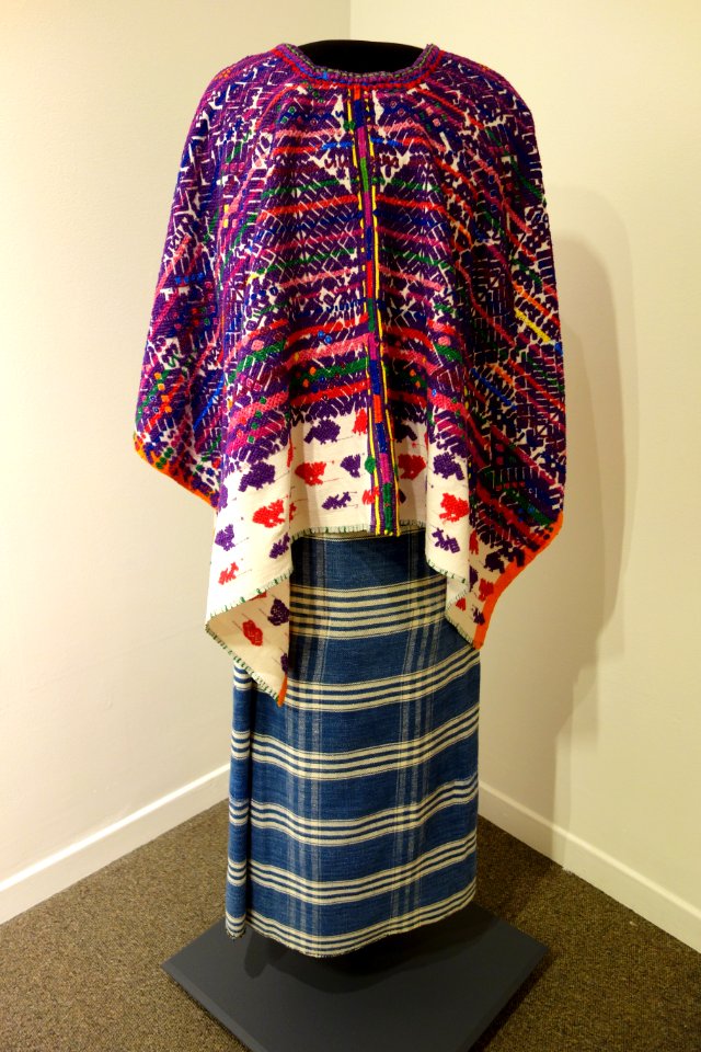 Over-huipil and skirt, Kaqchikel Maya, San Pedro Sacatepequez, mid 20th century, cotton and silk - Textile Museum of Canada - DSC01172