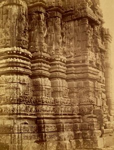 Outer walls of Larger Vishnu temple, Janjgir Chhattisgarh, archive late 19th century photo