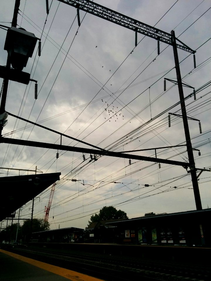 Overhead power lines at Metuchen NJT