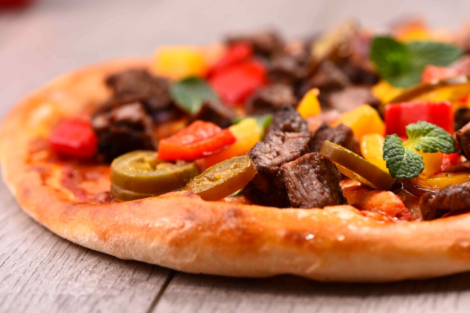 Gourmet pizza creative beef pizza
