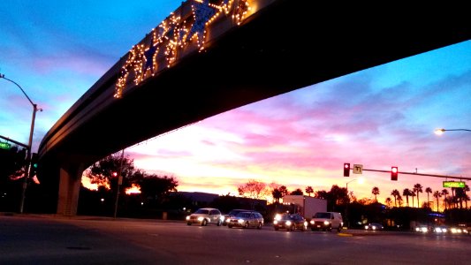 Overpass in Santa Fe Springs California during Christmas