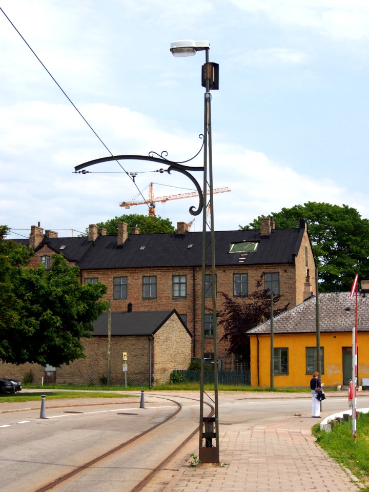 Overhead line of old tram in Malmo Sweden, pic1