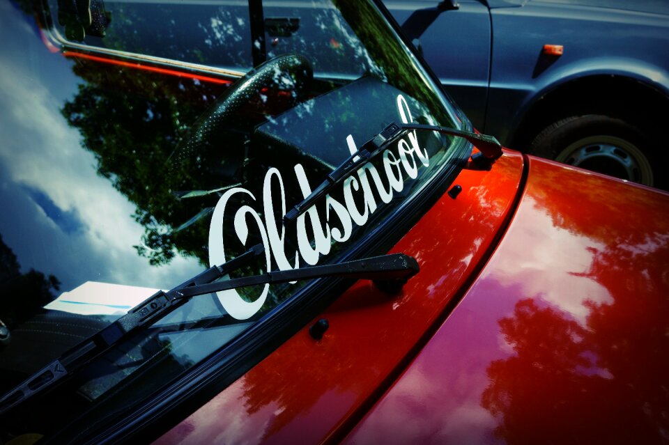 Antique auto red car
