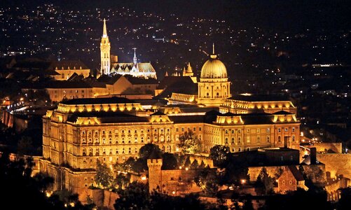 Fishermen's bastion illuminated million city photo