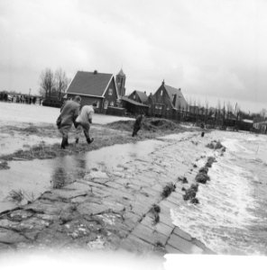 Overstroming in Rijnsaterswoude, overzicht dijkje, Bestanddeelnr 911-8430