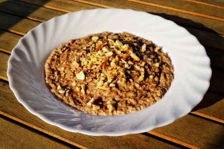 Quinoa flakes porridge porridge coffee photo