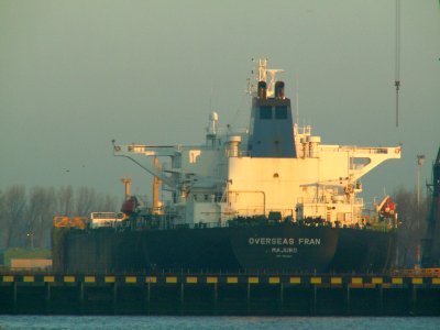 Overseas Fran - IMO 9213313 - Callsign V7CY3 in the drydock at the Botlek haven, Port of Rotterdam, Holland 14-Jan-2006