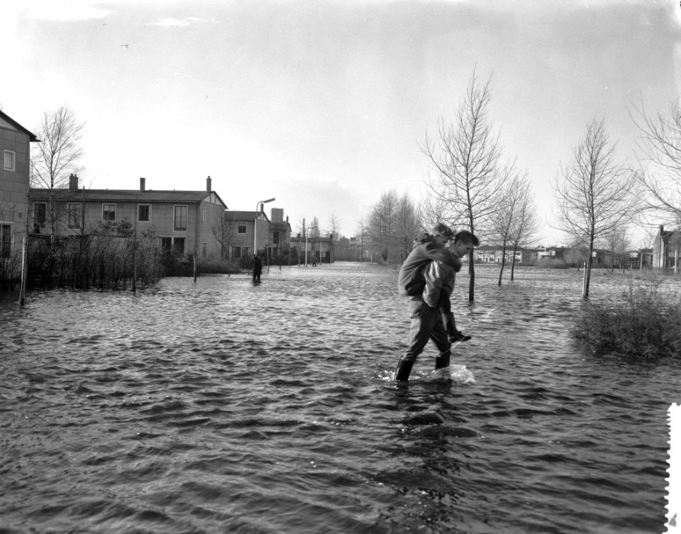 Overstroming in Meppel, watervlakte in de omgeving van de Wolse Aa, Bestanddeelnr 911-8449