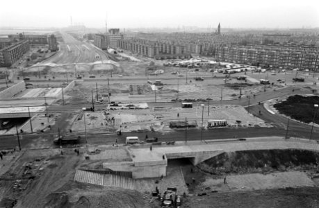 Overzicht van Coentunnel-aanvoerwegen vanaf GAK-gebouw, Bestanddeelnr 919-0591