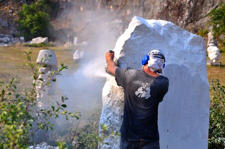 Carving stone head