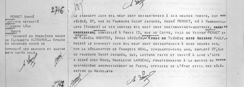 Overlijden parijs 14 17 juni 1966